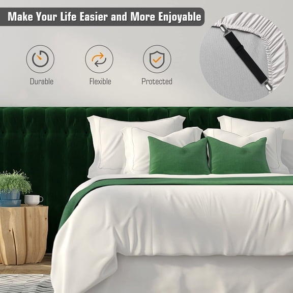 8 PCS Bed Sheet Straps, Adjustable Fitted Sheet Straps Clips, Heavy Duty Holder