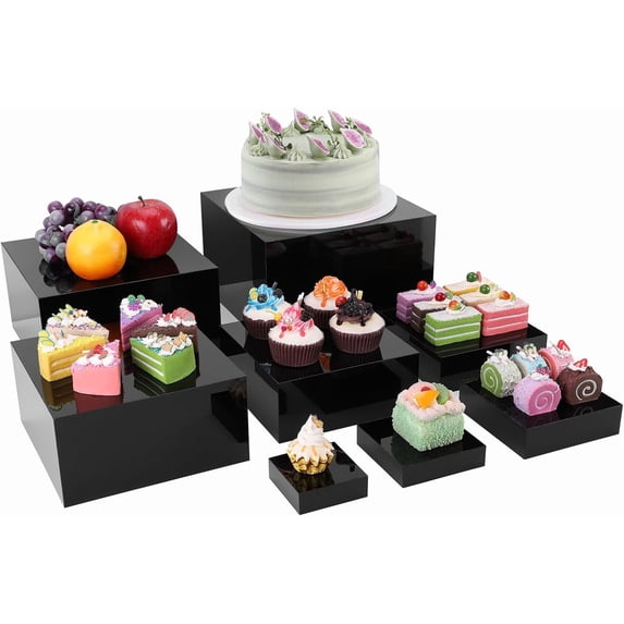 8 PCS Black Buffet Risers，Large Food Risers for Buffet Table, Dessert ...