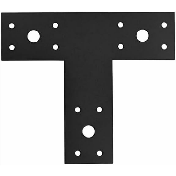 8 PCS Black Flat Tee Mending Plate for 4x4 Post, T Repair Tie Plate, Metal Multiple Holes Corner Brace for Wood, Furniture