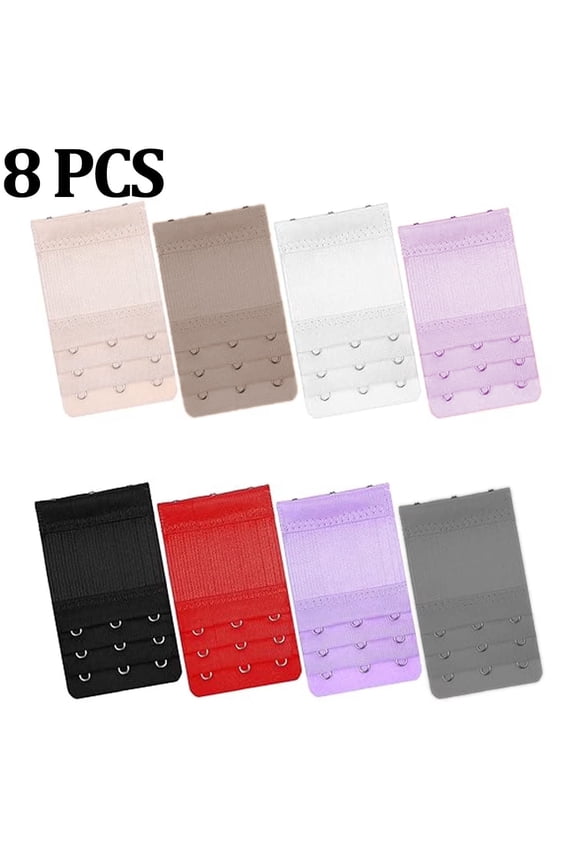 8 Pcs Bra Extender 3 Hook,3 Hook Bra Extender,Bra Extenders 3 Hooks Adjustable Comfort Fit for Maternity and Sports Use (8 * 2.17 inch)