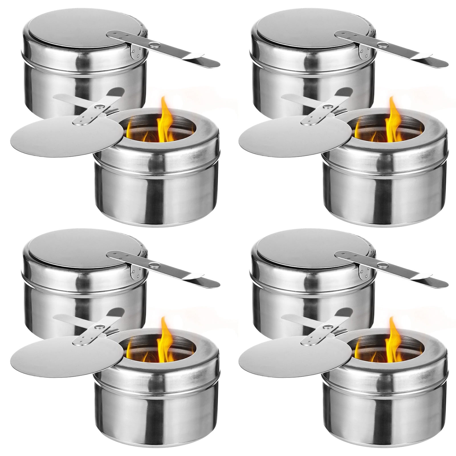 8 PCS Stainless Steel Chafing Fuel Holders with Safety Cover, 3.5 Inch ...