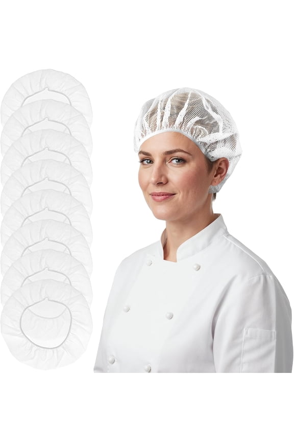 8 PCS Chef Hats Bulk for Kitchen Cooking Hat Food Service Mesh Hair Cap for Women Men, Reusable Washable
