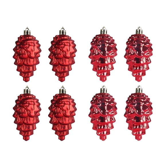 8 PCS Christmas Tree Pinecone Ornaments, Hanging Pine Cone Shape Ornaments 3.54 Inch for Christmas Tree, Holiday, Home, DIY Craft Christmas Decorations(Red)