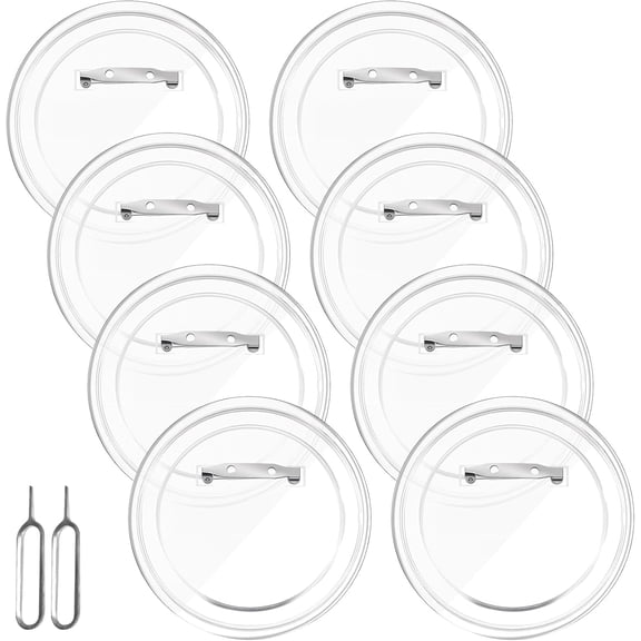 8 PCS Clear Button Pins, 3 Inch Acrylic Blank Pins with 2 Card Pin, Round DIY Photo Badge Pins, Make Your Own Custom Photo Button Pin for Backpacks Jackets Hats Gifts DIY Craft