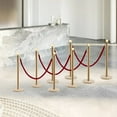 thumbnail image 1 of 8 PCS Crowd Control Stanchion Gold Posts Set with Red Velvet Rope Queue Barrier, 1 of 8