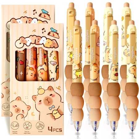 8 PCS Cute Erasable Pens,Capybara Erasable Gel Ink Pens,0.5mm Blue Ink - Retractable, Cute Capybara Supplise,Kawaii Capybara Stationery Set,Perfect for Office, Home, Women,Man