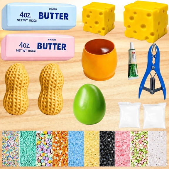 8 PCS DIY Make Your Own Crunchy Squishy Kit, Cheese Butter Peanut & Mango Skins with Plugs Asmr Crunchy Squishy Kit Crunchy Bead Filler Stress Ball Party Favor Gifts