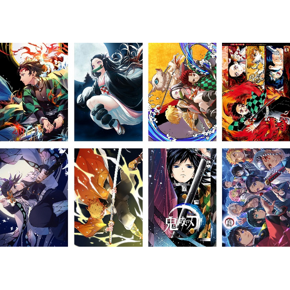 8 PCS Demon Slayer Posters Anime Wall Collage Kit Manga Decor Live Room Bedroom Wall Art Print 11.5x16.5 Inch