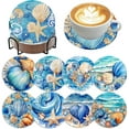 thumbnail image 1 of 8 PCS Diamond Art Coasters Ocean Diamond Painting Coasters Kits Ocean Animals with Holder DIY Coasters for Beginners, Adults, Diamond Art Crafts Supplies 4x4 in, 1 of 7