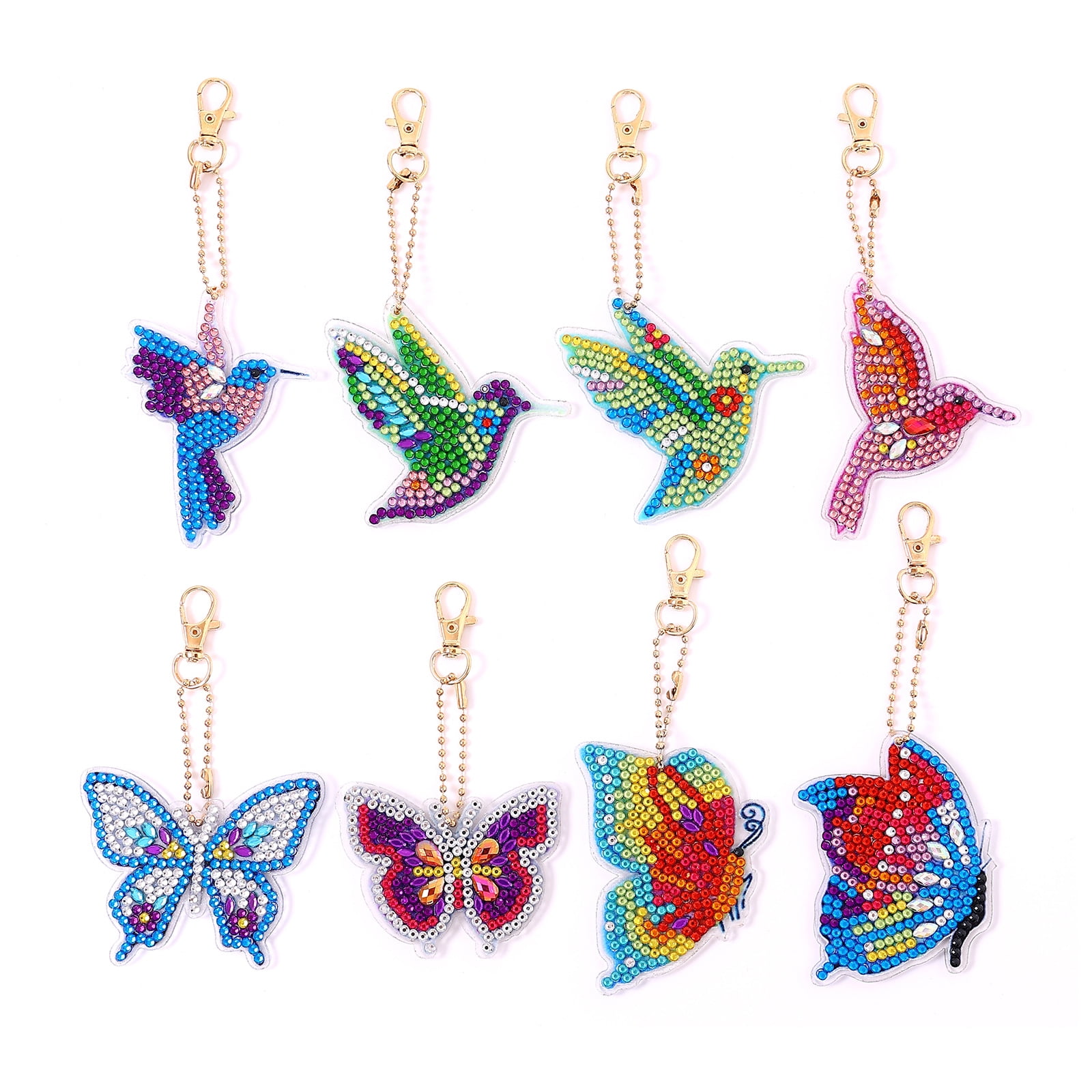8 PCS Diamond Art Painting Keychains Kits for Adult Kids Butterflys ...