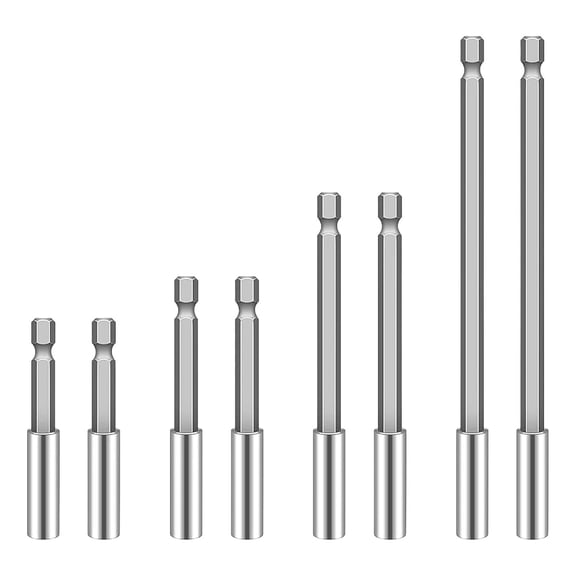 8 Pcs 1/4" Hex Magnetic Drill Bit Extension Set, S2 Steel Impact Driver Bit Holders 2", 3", 4", 6" (2 Each), Quick-Change Screwdriver Extender with Grooved Shank for DIY & Auto