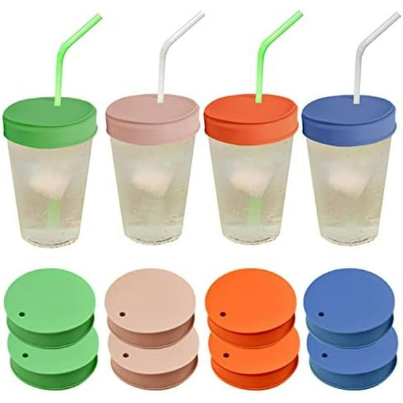 8 PCS Drink Covers for Alcohol Protection Cup Covers for Drinks Silicone Lids Straw Cover 4 Colors, Gifts for Daughters, College Girls and Women$$Home Decor, Kitchen, & Other