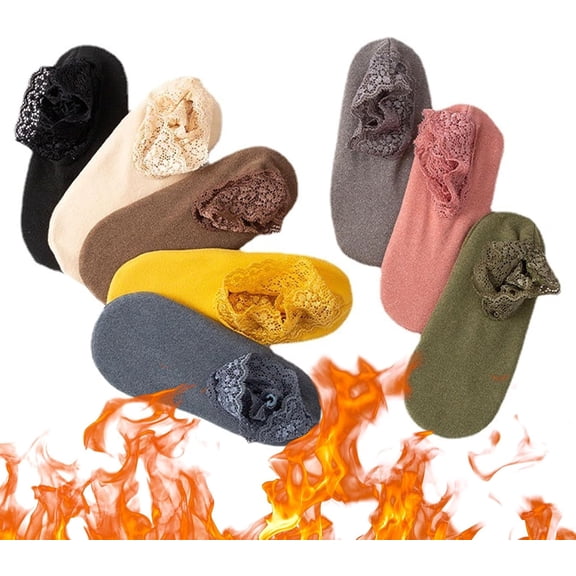 8 PCS Fashion Lace Warmer Socks with Ruffle Trim, Non-Slip Ankle Socks for Women Fall Winter