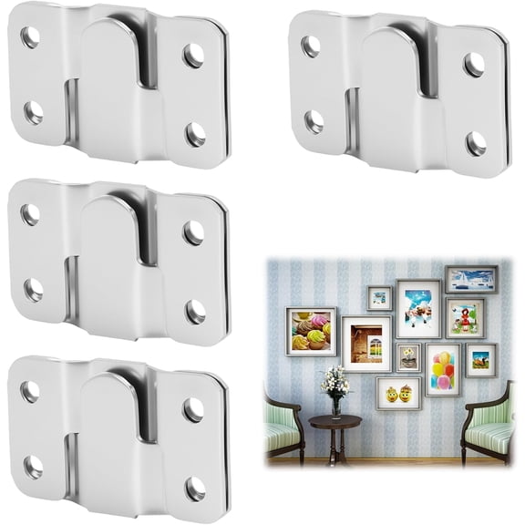 8 PCS Flush Mount Brackets, Concealed Headboard Wall Fixings Brackets, Heavy Duty Stainless Steel Concealed Interlocking Z Clip Wall Fixings for Headboards Mirrors Pictures Frames Art Hanging