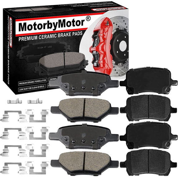 8 PCS Front Rear Ceramic Brake Pads w/Hardware Fits for Chevrolet Cobalt Malibu, Pontiac G5 G6, Saturn Aura Low Dust Brake Pad
