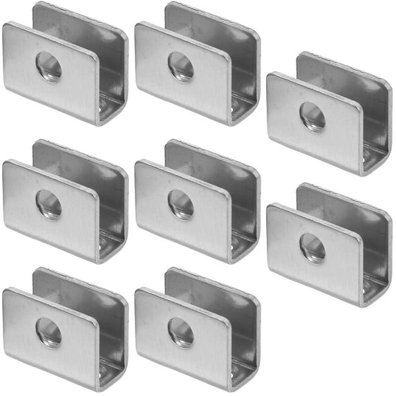 8PCS Glass Shelf Clamps Stainless Steel Fixing Clips Size S