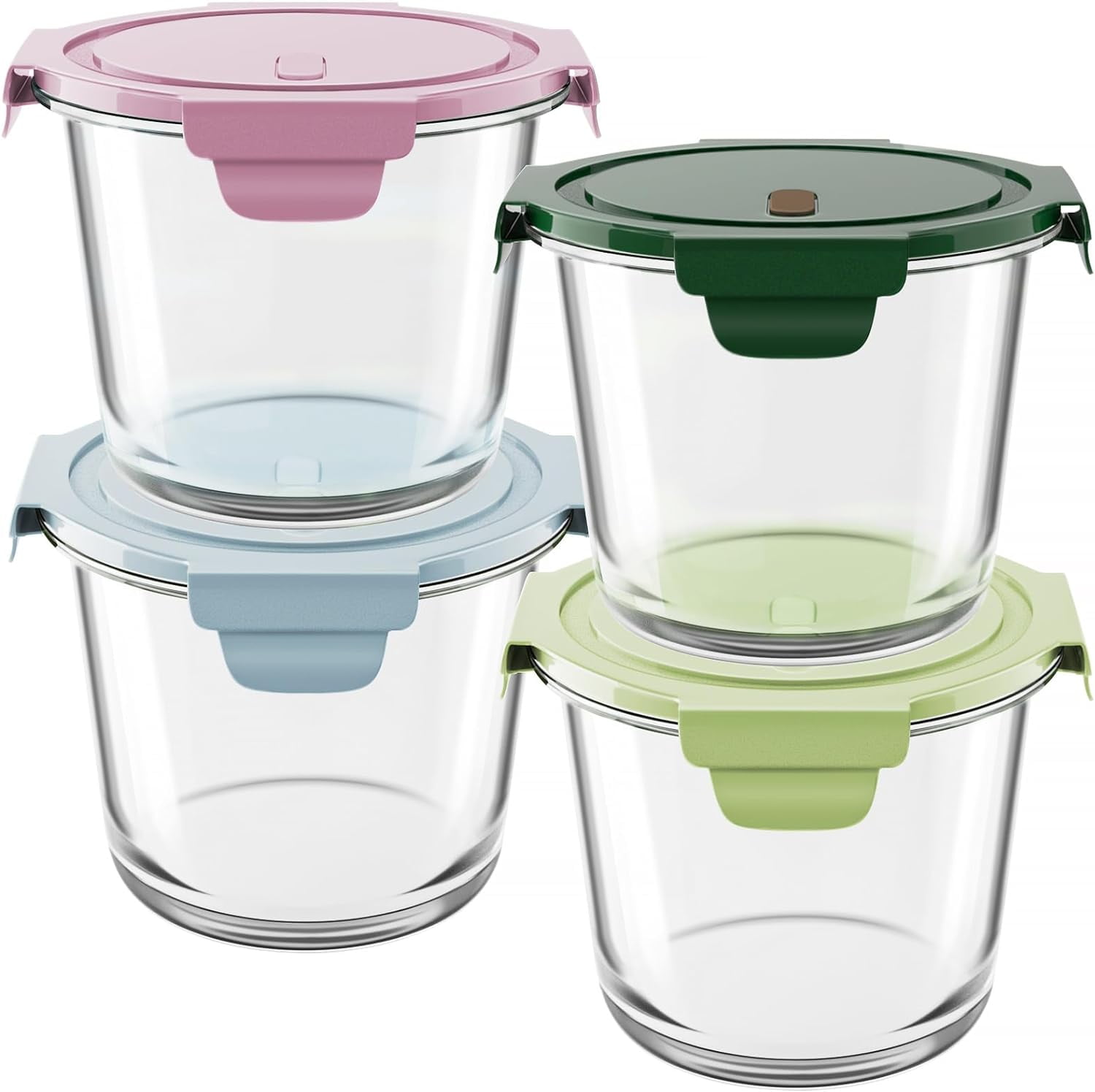 8 PCS Glass Food Storage Containers Set, 3 Cups Large Round Meal Prep Containers, NonToxic, BPA