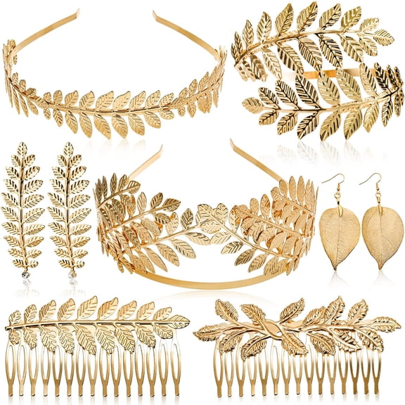 8 PCS Gold Leaf Crown Headband -