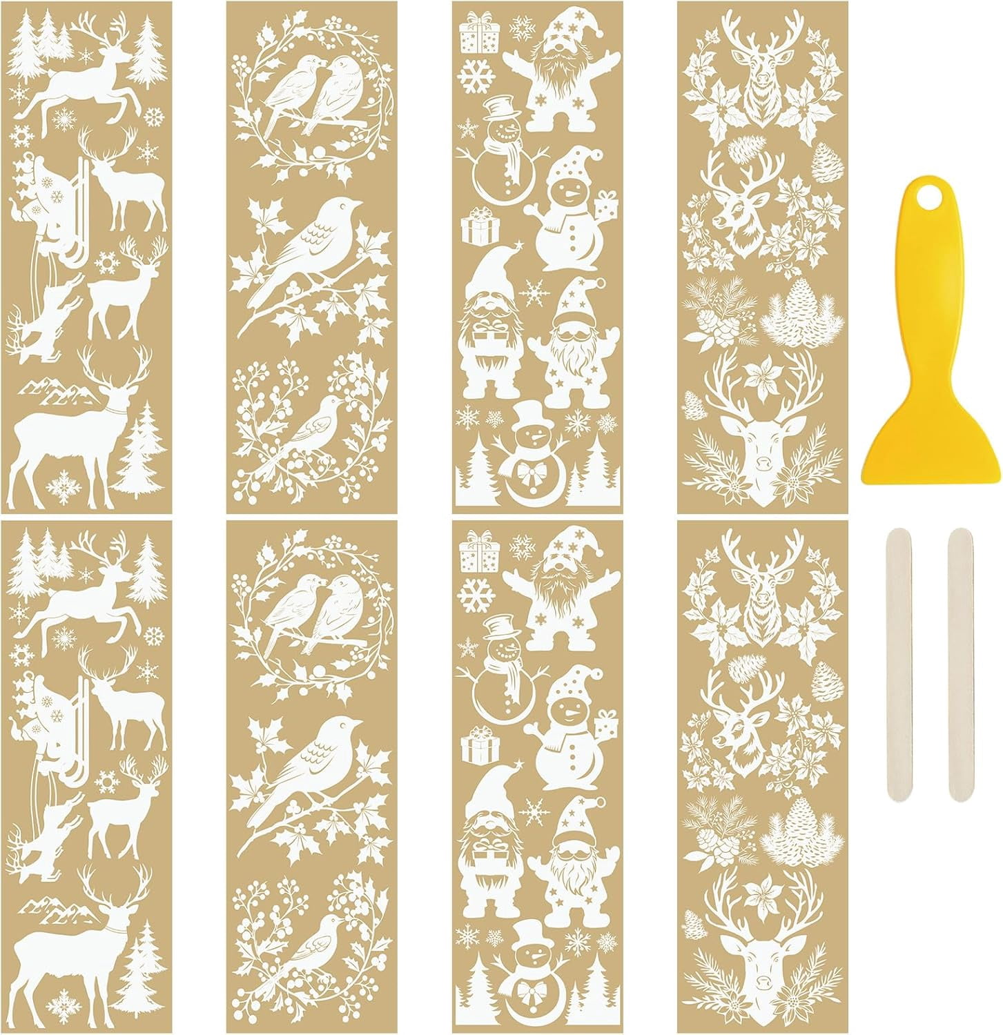 8 PCS Gold Stamping Christmas Rub On Transfer Sticker, Christmas Animal ...