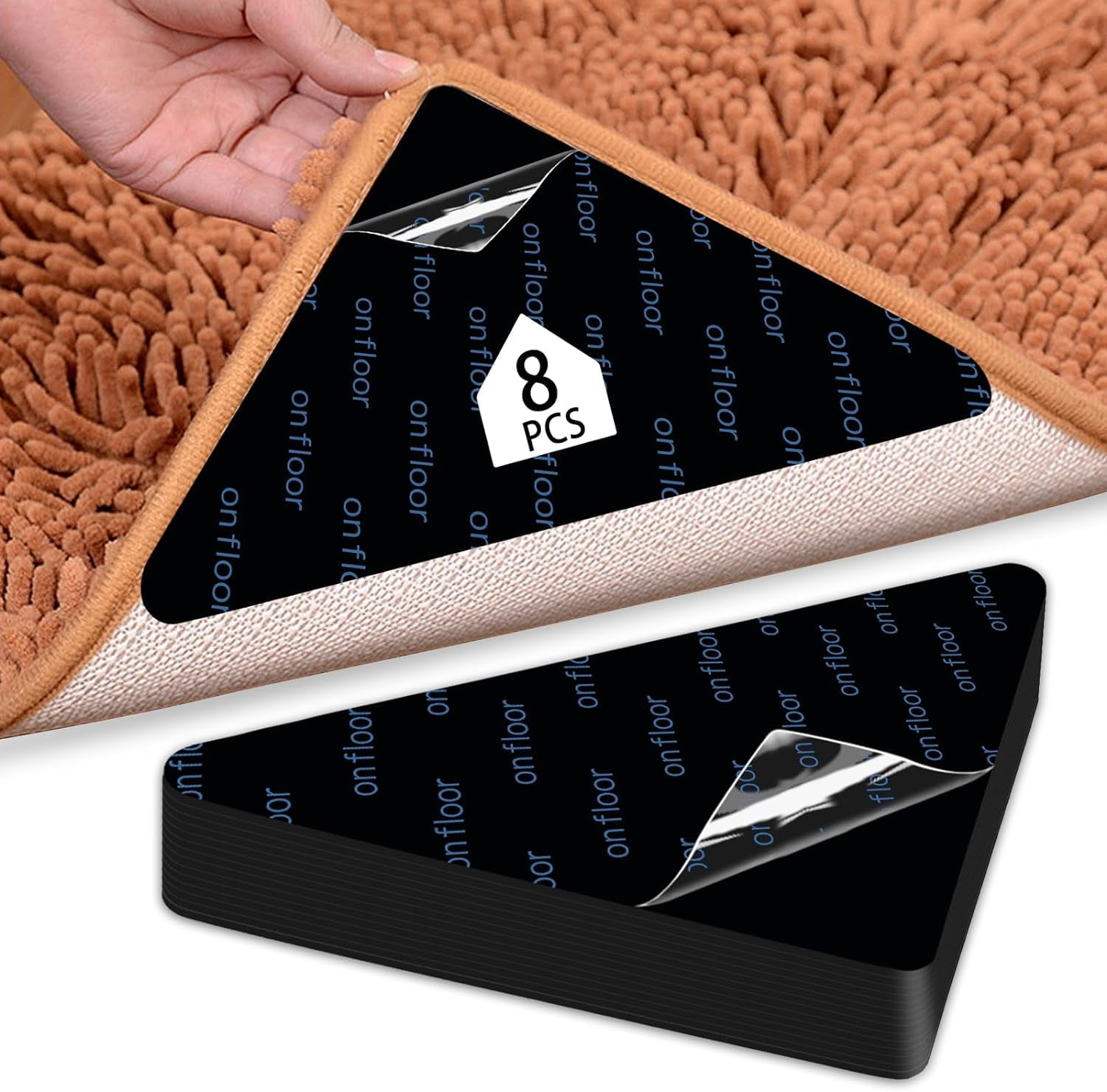 8 PCS Gripper for Rug, Double Sided Rug Pads for Hardwood Floors