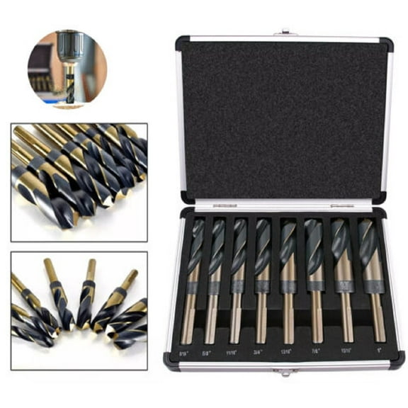 8 PCS HSS Cobalt Silver and Deming Drill Bits Set Large Size 9/16 inch to 1 inch