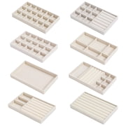 8-Piece Velvet Jewelry Tray Set,Drawer Organizer Inserts for Rings,Earrings, Necklaces, Multi-Size Compartments for Closet & Dresser Storage