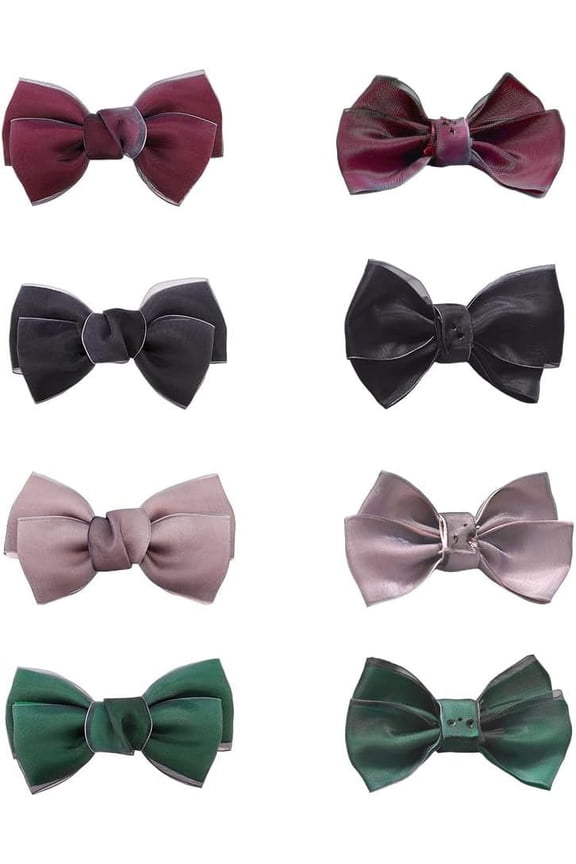 8 PCS Knot Shoe Buckle (Without Clips) 4 Colors Handmade Organza Bowknot Wedding Shoe Decoration Charms Elegant Shoe Clips for DIY Crafts Accessories Bridal Shoes Bag Decoration for DIY