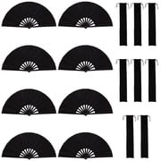 8 PCS Large Chinese Folding Fans, with 8 Fan Sleeves, 25 x 13.4 in Tai Chi Kung Fu Clacking Fans for Line Dancing, Stage Performance, Folding Hand Fans for Practice, Rehearsal, Group Events
