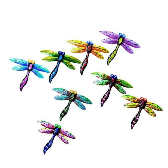 8 PCS Metal Iron Dragonfly Garden Wall Decor, Indoor Outdoor Garden Patio Fence Art Hanging Decorations, Handmade