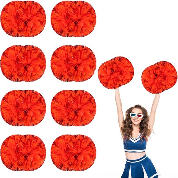 8 PCS Metallic Cheerleading Pom Pom for Team Spirit Sports Dance Cheering Kids Adults