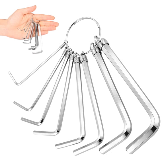 8 PCS Metric Hex Key Set Professional Grade 45 Steel Rust Resistant Keyring Design Fits Bike Furniture Auto Repair 1.5-10mm or 1.5-6mm