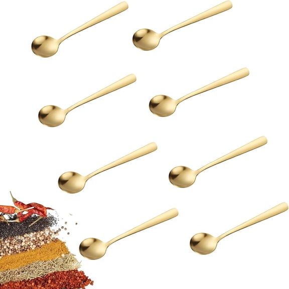 8 PCS Mini Spoons,2.9" Tiny Stainless Steel Spoons for Spices Jars, Small Condiment Spoon for Spices,Coffee, Ice Cream