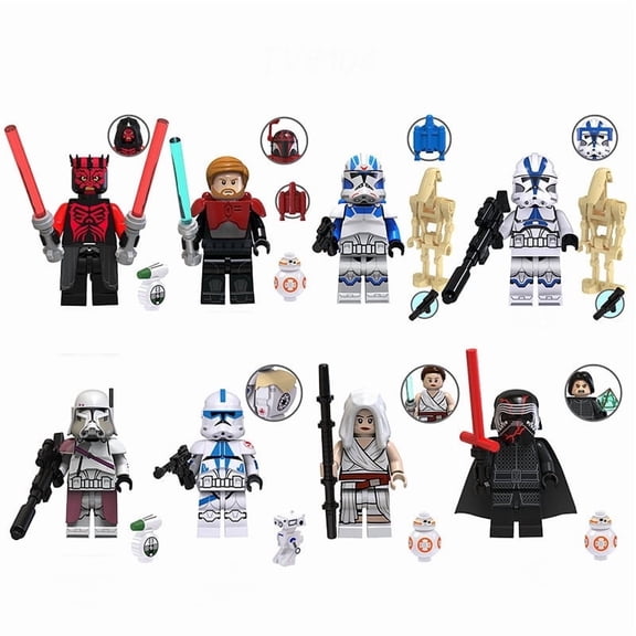 8 PCS Minifigures Set Star Movies Building Blocks, Creative Puzzle Toys for Children Space Christmas Gift Birthday Present