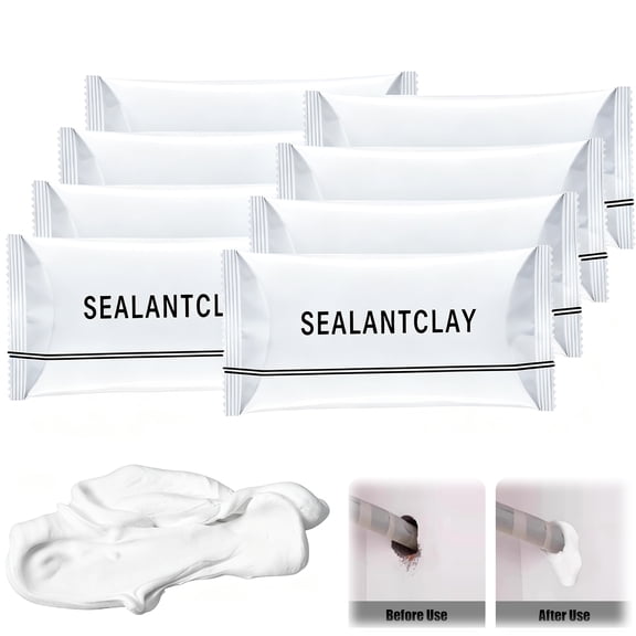 8 PCS Moldable Sealant Clay, White Fast Drying Sealant Mastic, Repair Sealing Putty for Drain Pipe Connections, Wall Holes, Air Conditioning Holes