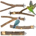 thumbnail image 1 of 8 PCS Natural Bird Perch Set - Apple Wood Platforms & Hardwood Branches for Parakeets, Cockatiels, Lovebirds - Natural Cage Accessories, Gym Playstand & Chewing Toys for Small Birds, 1 of 4