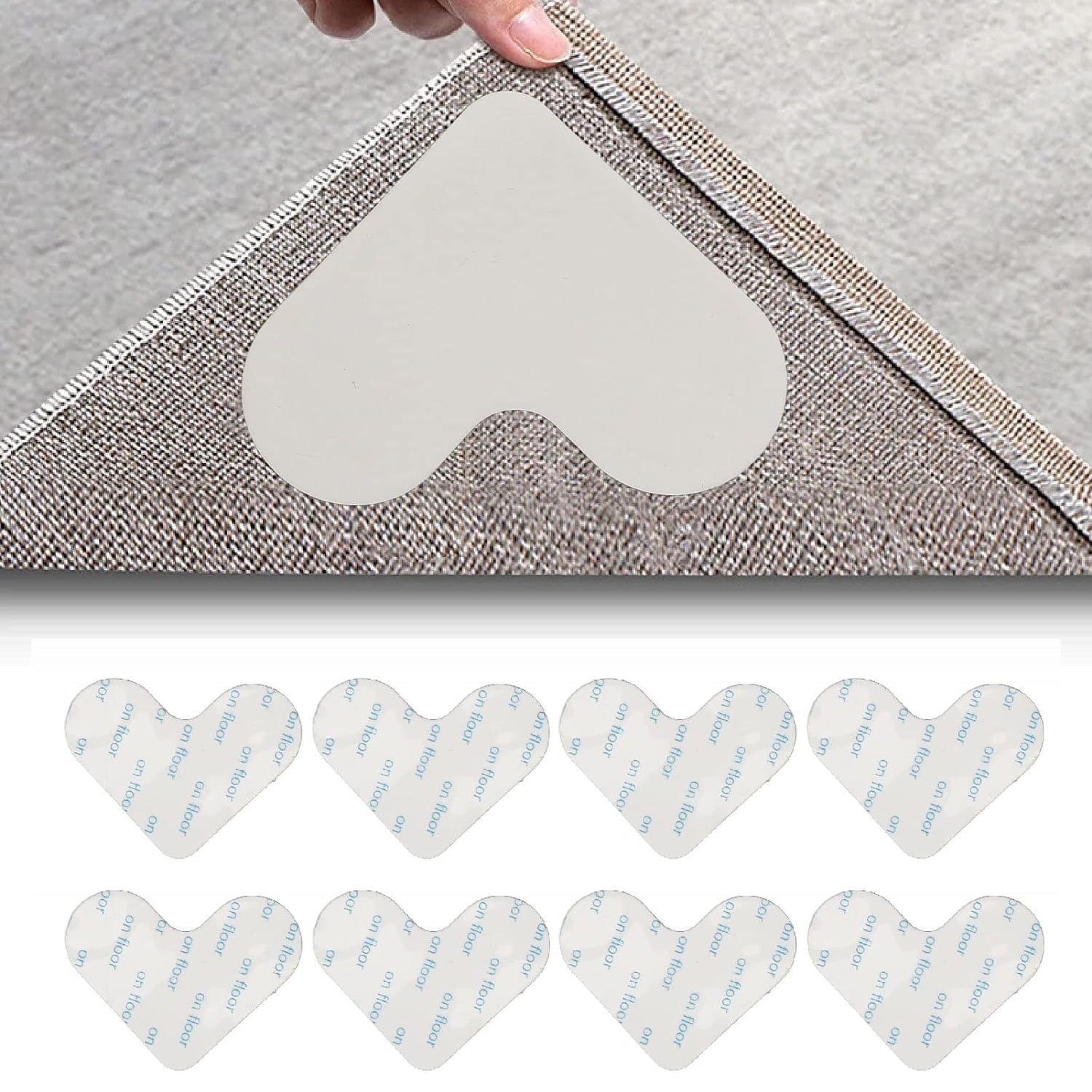 8 PCS Non Slip Rug Pads, Double Sided Reusable Rug Grippers Keep