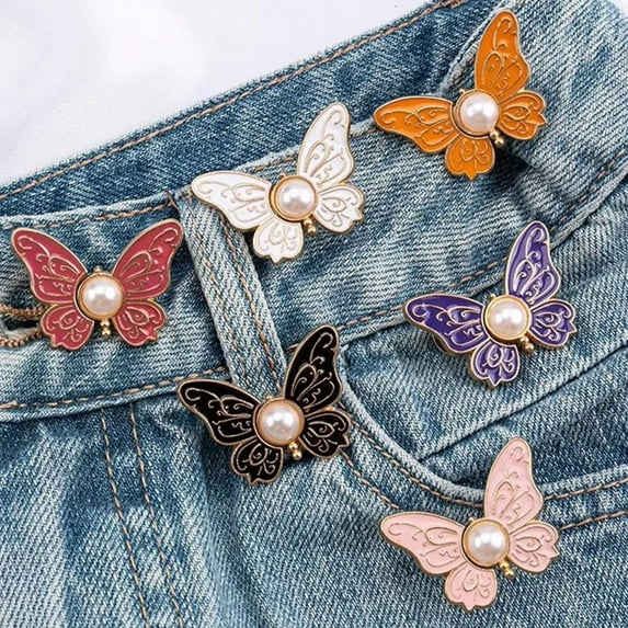 8 PCS Pant Waist Tightener, Detachable Butterfly Clips Jean Buttons for Loose Jeans, Adjustable Waist Buckle Sets