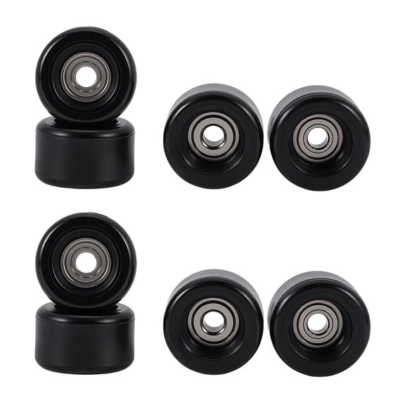 8 PCS Polyurethane Fingerboard Bearing Wheels 0.29x0.18inch Black Plastic Fingerboard CNC Lathed Bearing Wheelsfor Mini Skateboard