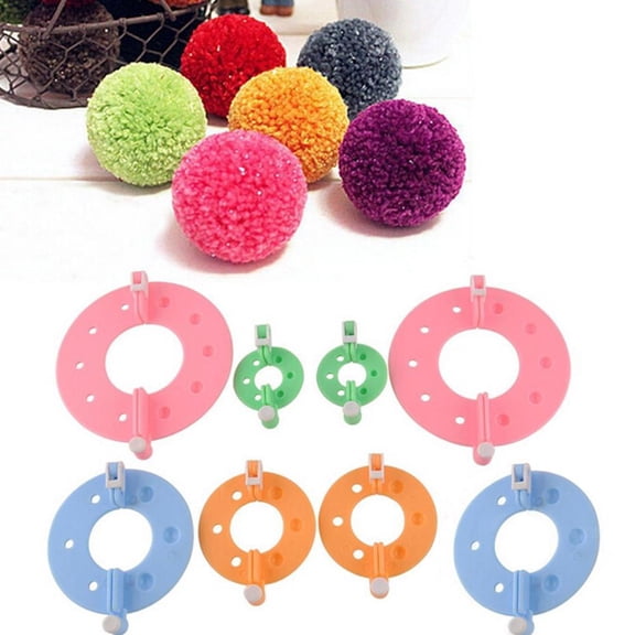 8 PCS Pom Pom Maker Kit, 4 Size Plush Ball Making Tool Set, Reusable DIY Craft Tool for Knitting Yarn, Hat Doll Decoration, Kids Adult Crafting
