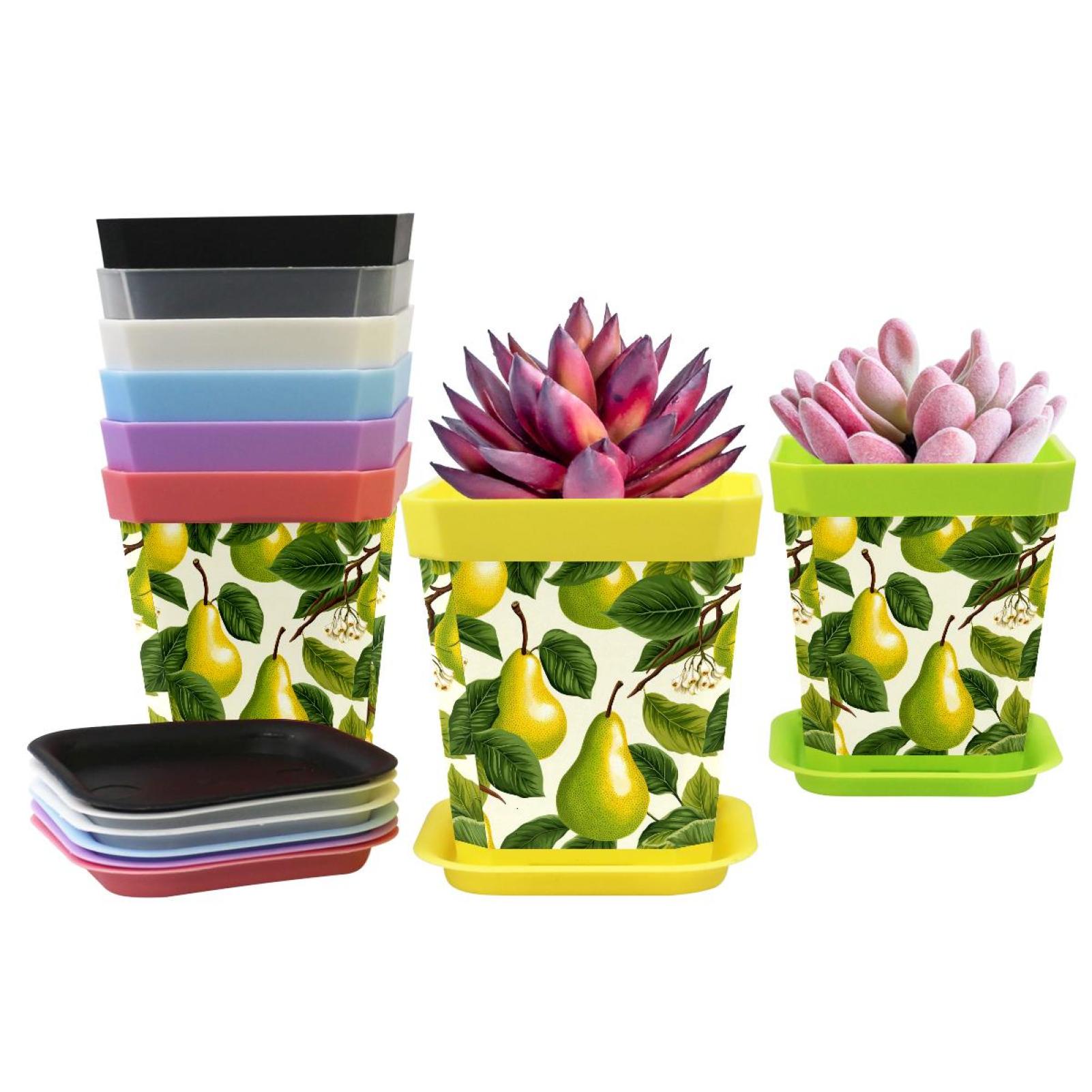 8 PCS Pots for Plants Watercolor Pear Plastic Planters with Drainage ...