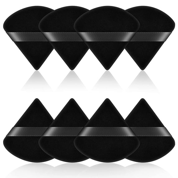 8 PCS Powder Puffs, Pure Cotton Soft Triangle Wedge Makeup Powder Puff for Loose Powder Mineral Powder Body Powder Cotton Velour Cosmetic Foundation Sponge Makeup Tool (Black)