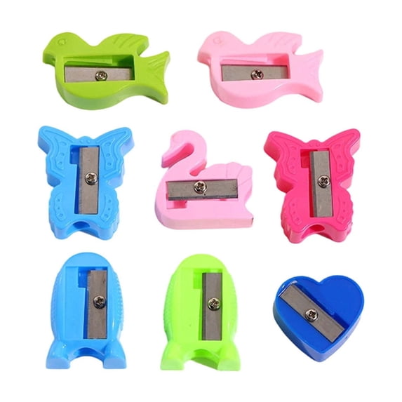 8 PCS Random Style Pencil Sharpeners Bulk Cartoon Animal Shaped Small Pencil Sharpeners Bulk Plastic Single Hole Manual Sharpeners Handheld Sharpeners for Classroom Office Home, Multicolor