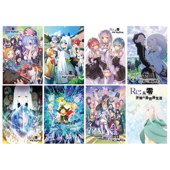 8 PCS Re:Zero Posters Anime Wall Collage Kit Manga Decor Live Room Bedroom Wall Art Print 11.5x16.5 Inch