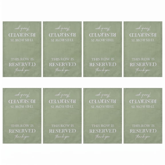 8 PCS Reserved Seating Sign for Chair 19.29x12.99 inch This Row Is Reserved Chair Sign for Wedding Ceremony Pew Reception Party Event Decoration (Light Green or White or Black)
