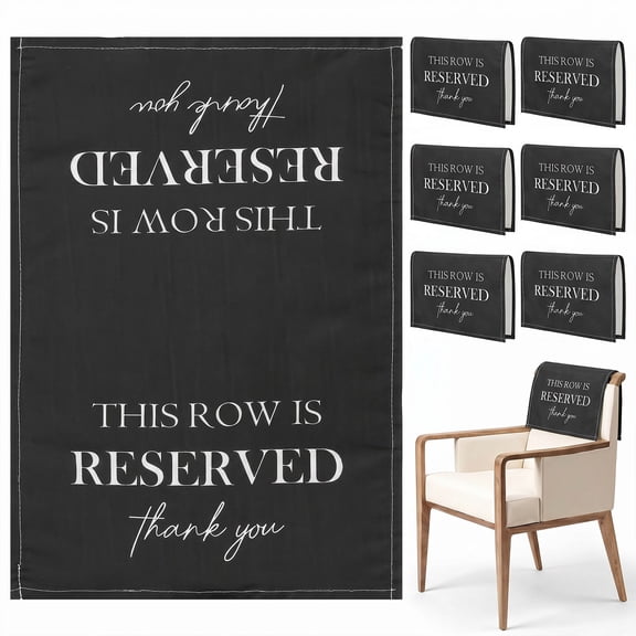 8 PCS Reserved Seating Sign for Chair 19.29x12.99 inch This Row Is Reserved Chair Sign for Wedding Ceremony Pew Reception Party Event Decoration (Light Green or White or Black)