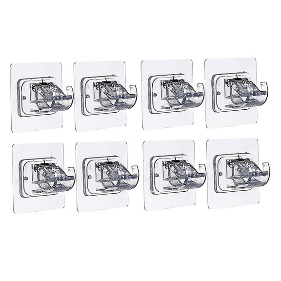 8 PCS Self Adhesive Curtain Rod Brackets Drapery Curtain Wall Bracket Fixings Rod Holder Rod Fixed for Toilet kitchen Room Hotel Use Transparent