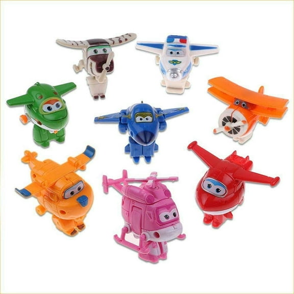 8 PCS Set of Super Planes Deformation Airplane Robot Action Your Planes Collection!