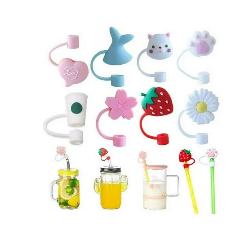 8 PCS Silicone Straw Cover Stanley Straw Tips Cover Strawberry