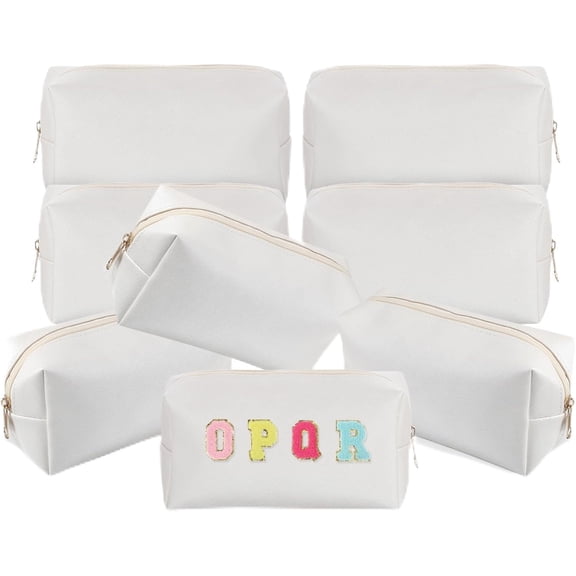 8 PCS Small Personalized Makeup Bags with A-Z 26 Letters, PU Leather Initial A-z Preppy Patch Bag, Waterproof Travel Toiletry Bag, Personalized Monogrammed Gift (Letter A-Z)