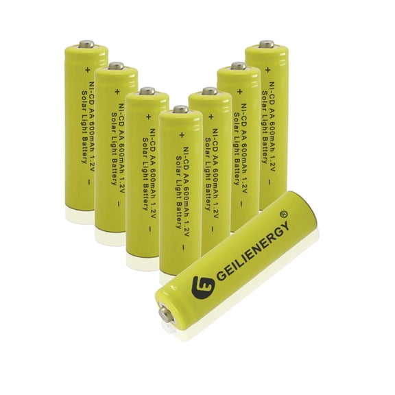GLESOURCE (8 Pcs) 1.2V AA Nicd 600mAh Solar Light Batteries Rechargeable Batteries for Garden Lights Remotes Mice
